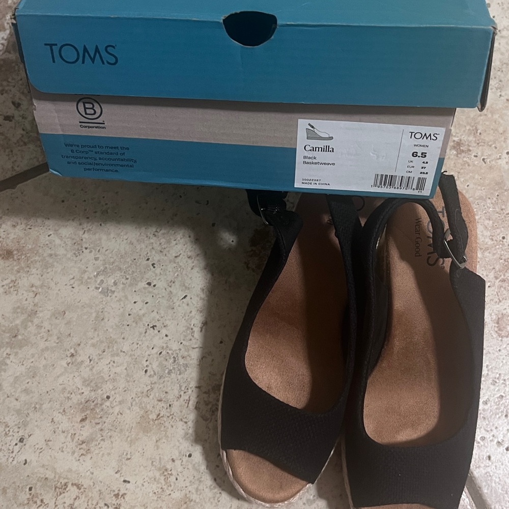 TOMS Women's Black Open-Toe Sandals